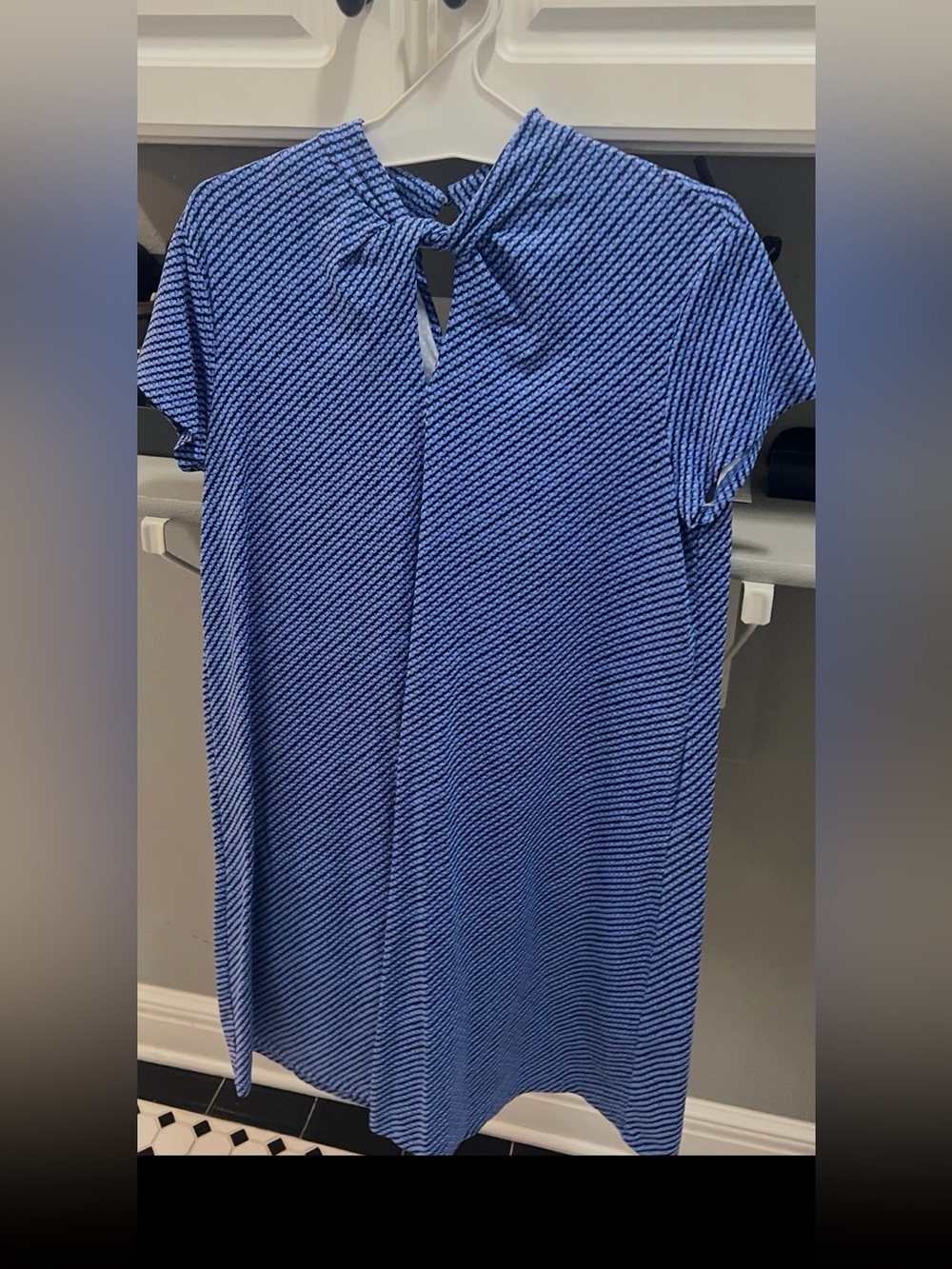 Casual Blue Striped Dress - Relaxed Short Sleeve